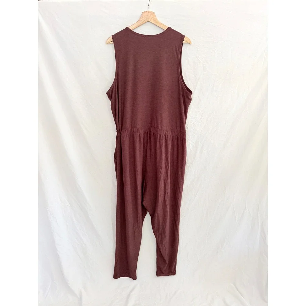 Old Navy Active Jumpsuit Womens Burgundy Breathe On Sleeveless Wrap XL - Picture 2 of 7
